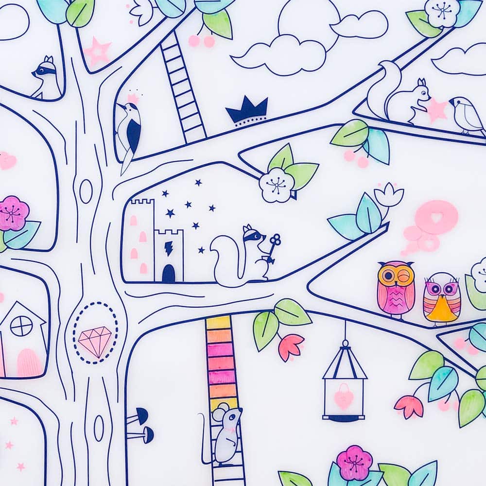 Super Petit |  placemat met 5 stiften | Magic tree