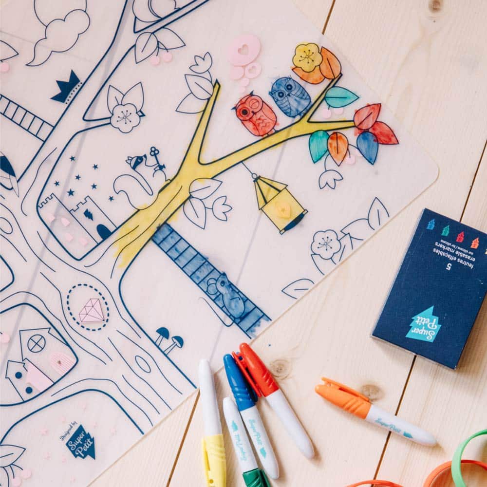 Super Petit |  placemat met 5 stiften | Magic tree