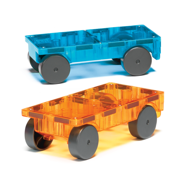 MagnaTiles auto's Blauw en orange 2 stuks