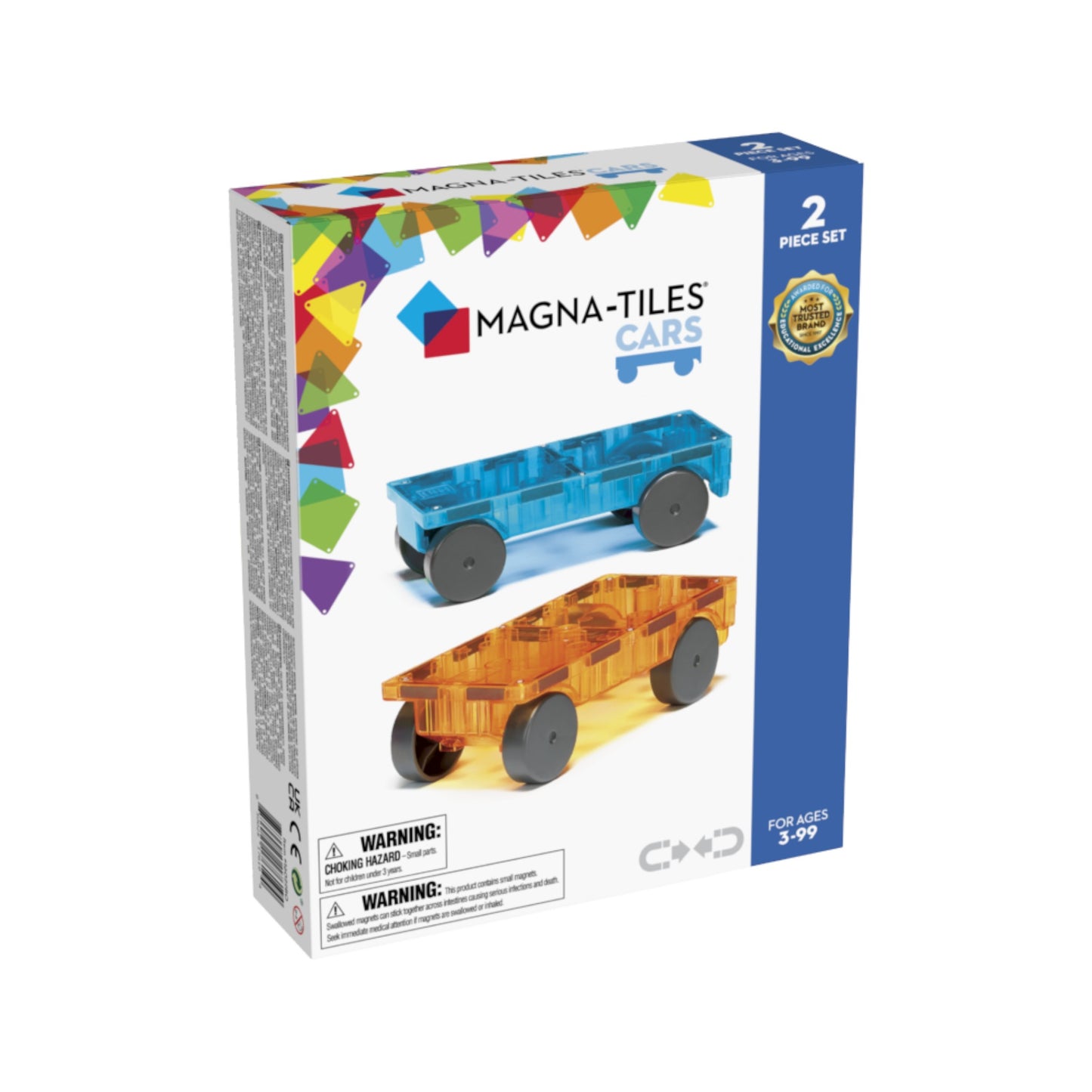 MagnaTiles auto's Blauw en orange 2 stuks