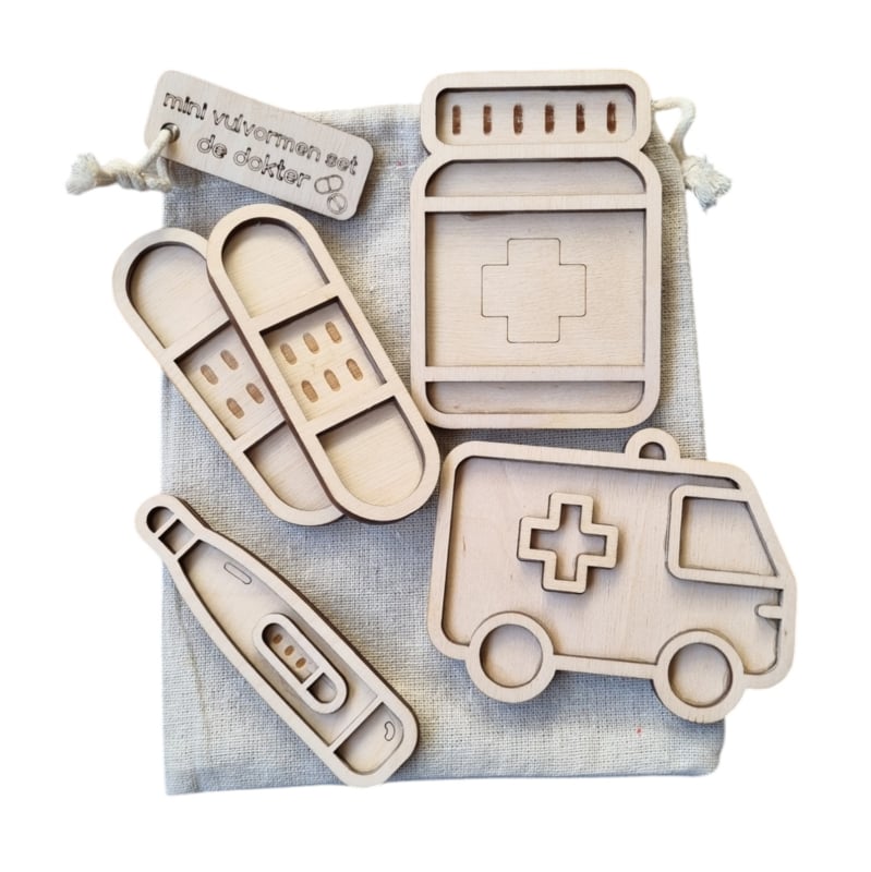 Kiddi mini vulvormen set dokter 4st.