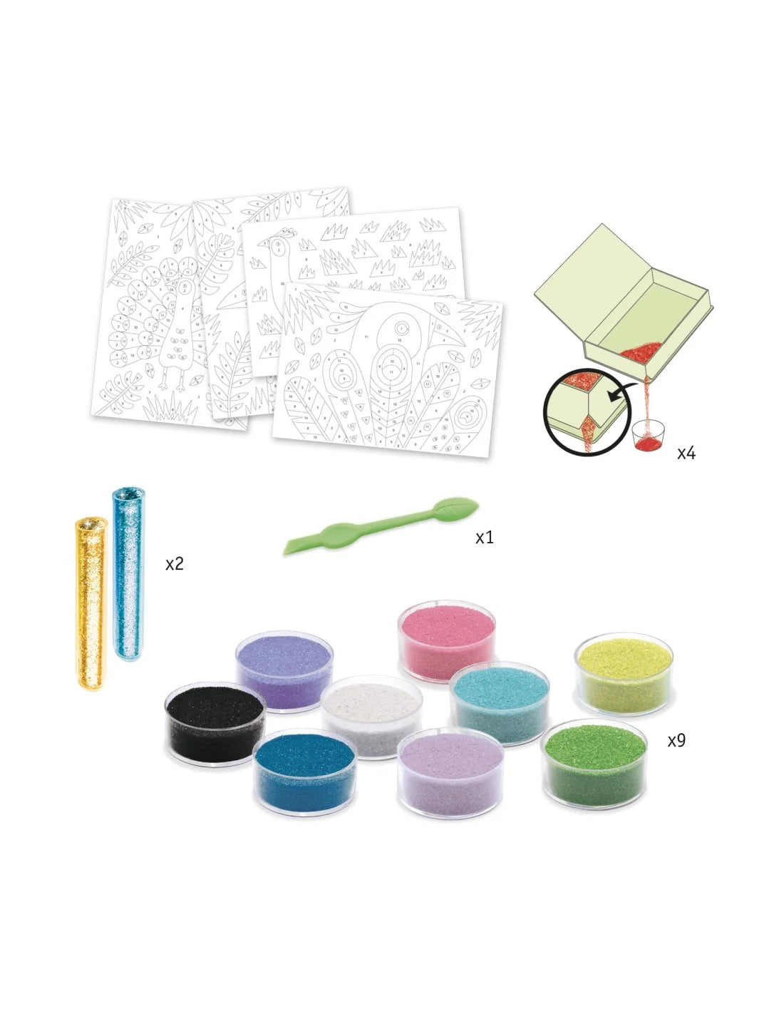 Djeco - Zandschilderen - Eblouissants oiseaux