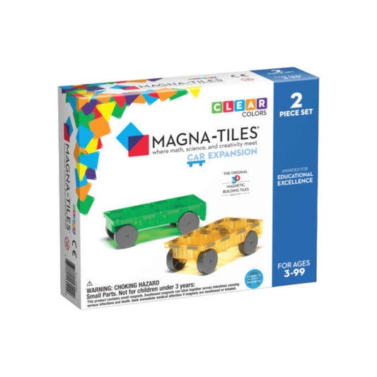 MagnaTiles auto's geel en groen 2 stuks