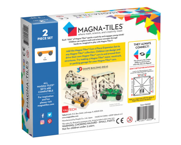 MagnaTiles auto's geel en groen 2 stuks