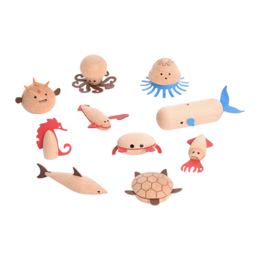 TickiT houten houten zeewezens 10st.