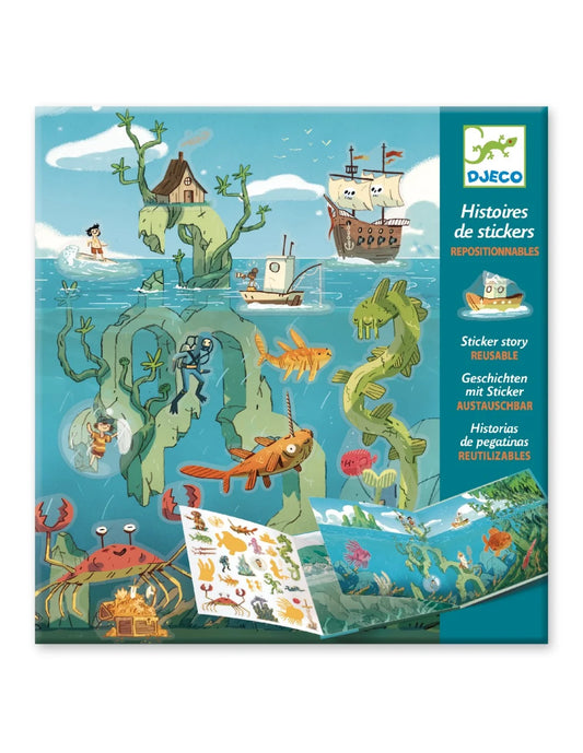 Djeco - Stickerverhalen - Les aventures en mer