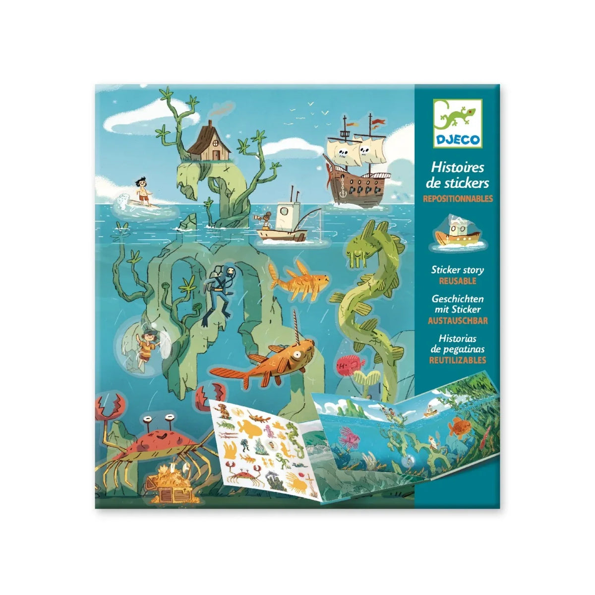 Djeco - Stickerverhalen - Les aventures en mer