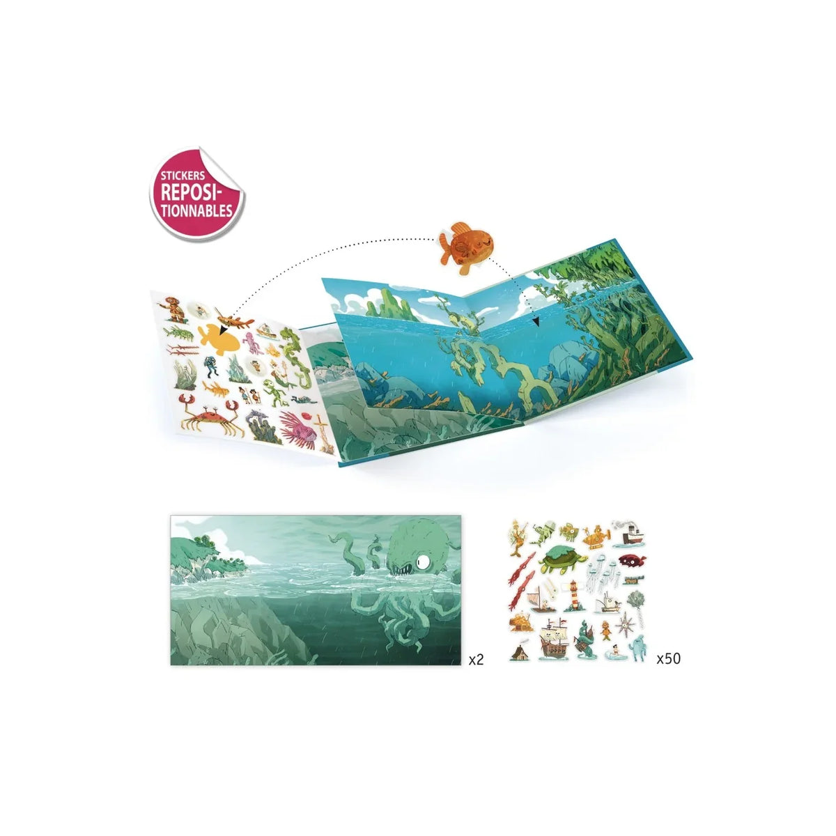 Djeco - Stickerverhalen - Les aventures en mer