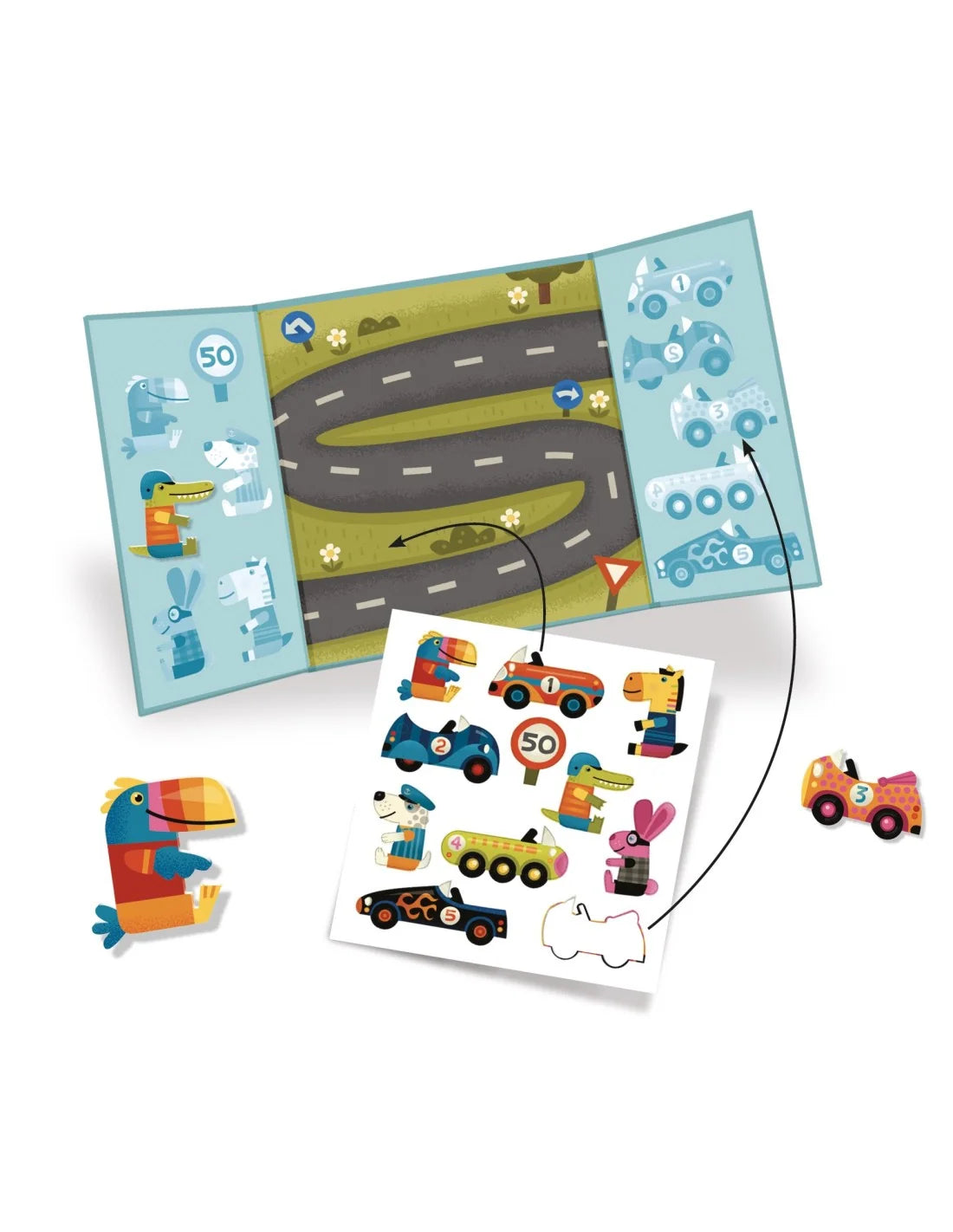 Djeco - Herbruikbare stickers - Les voitures
