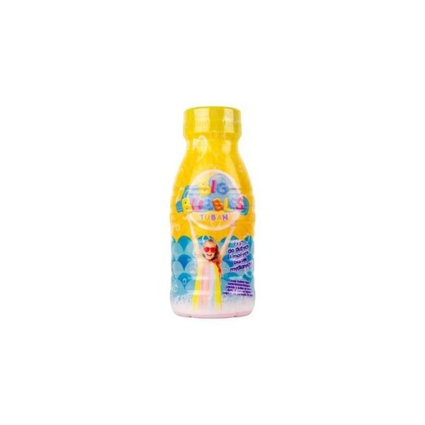 Natuurlijkleuk Tuban Big Bubbles soap liquid for giant bubbles, 250ml bottle with a girl illustration.