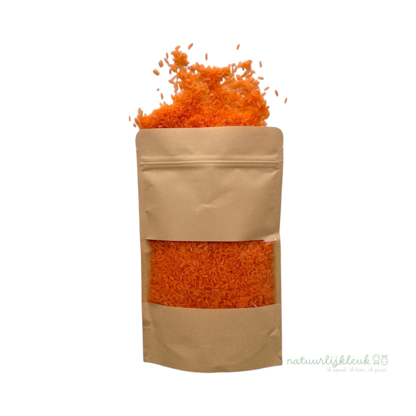 Natuurlijkleuk speelrijst oranje 500gram.