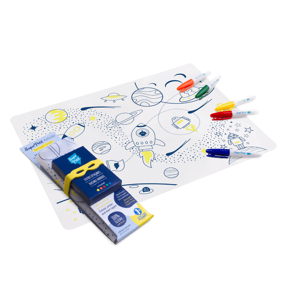 Super Petit |  placemat met 5 stiften | Space