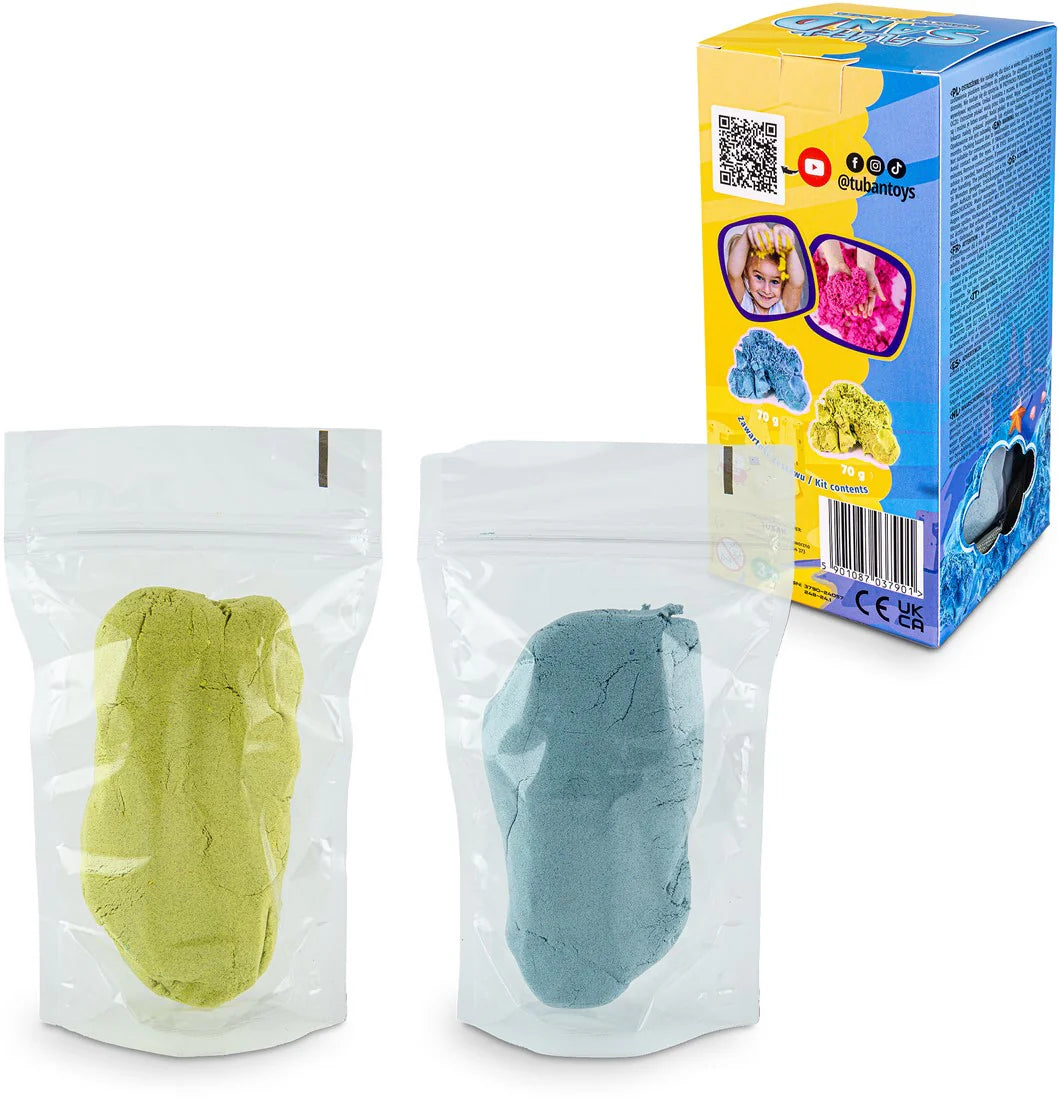 Tuban - Fluffy sand Blauw en geel 2x 70Gr.